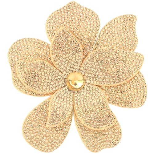 Mecool 3.74" Dual-Purpose Gold Ladies Brooches and Flower Clip | Double Layer Women's Brooches & Pins Shimmering Created Crystal. Elegant Costume Jewellery Accessory | Brooches for Women UK Vintage
