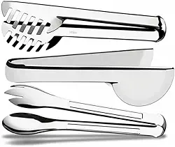 Conjunto de Pegadores em Aço Inox, 20cm, 3 Peças - Pegador para Macarrão, Massas, Salada, Frios e Multiuso, Utensílios de Cozinha Profissionais