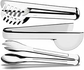 Conjunto de Pegadores em Aço Inox, 20cm, 3 Peças - Pegador para Macarrão, Massas, Salada, Frios e Multiuso, Utensílios de Cozinha Profissionais