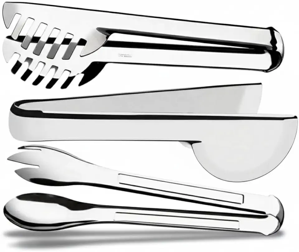 Conjunto de Pegadores em Aço Inox, 20cm, 3 Peças - Pegador para Macarrão, Massas, Salada, Frios e Multiuso, Utensílios de Cozinha Profissionais