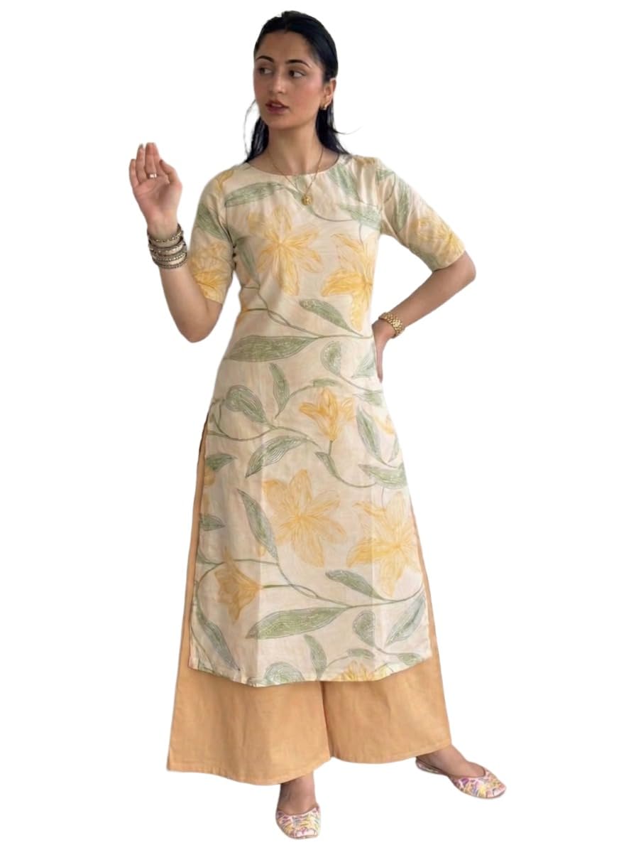 anni designer Kurta Set for Women Viscose Blend Printed | Co-ord Set for Woman | A Line Kurta Palazzo 2 Piece Outfit | Boat Neck Half Sleeve Regular Fit Ethnic Dress Stylish Clothing-picture-15