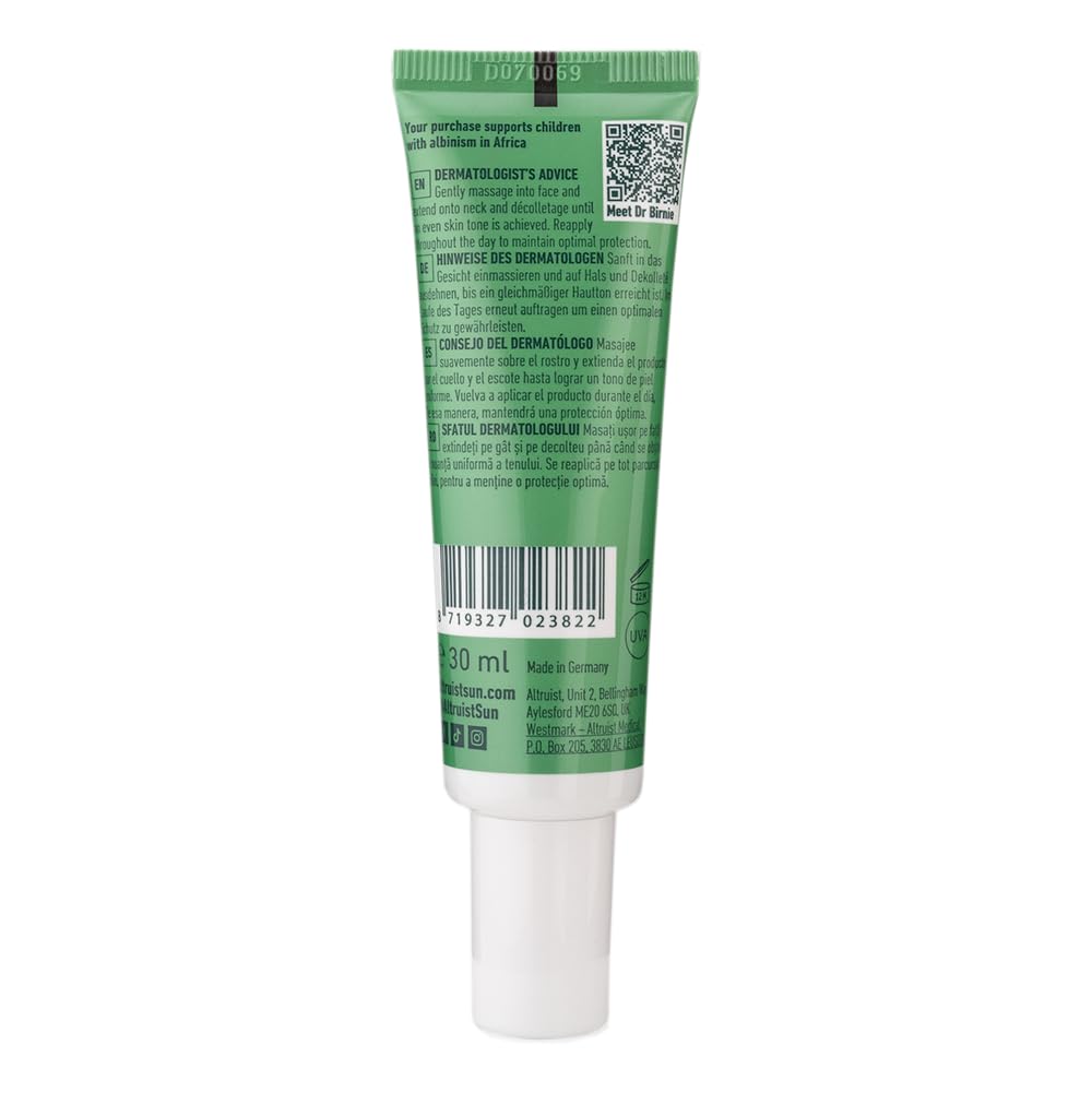 Altruist Kolorowy krem nawilżający przeciw zaczerwienieniom i pigmentacji SPF50, 5 gwiazdek UVA, bezzapachowy krem do twarzy dla skóry wrażliwej, do wszystkich rodzajów skóry, 30 ml