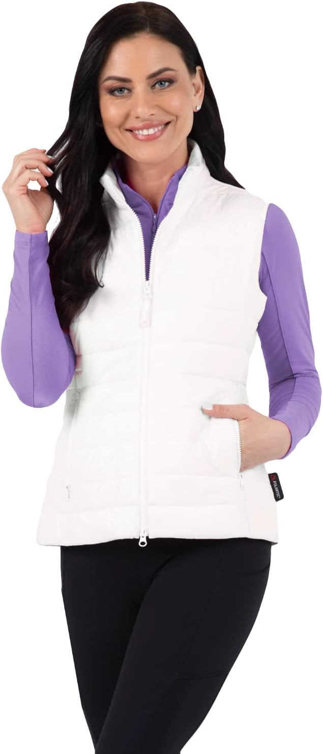 IBKUL Women’s Athleisure Wear | 2-Way Breathable Light Weight Polartec Power Fill® Insulation Quilted Vest – 34000 Black Solid S