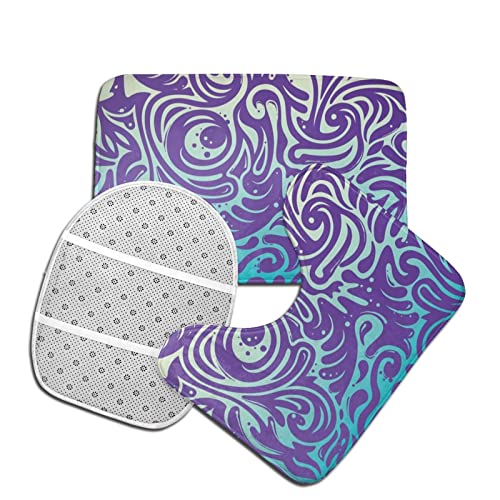DIRYKILP Badematte + Konturmatte + Toilettendeckelbezug, coole Muster 3 Stück Badematte Set, mit rutschfester Klebeunterseite – Bild 5