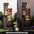 Pivotify 38.2" Tall Water Fountain Outdoor Garden,4 Tiers Modern Cascading Bowls and Stacked Stones Indoor Fountains with LED Lights for Patio, Deck, Porch, Backyard and Home Art Decor(Reddish-Brown