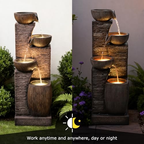 Image of 38.2 inch Tall Water Fountain Outdoor Garden Modern Fountains