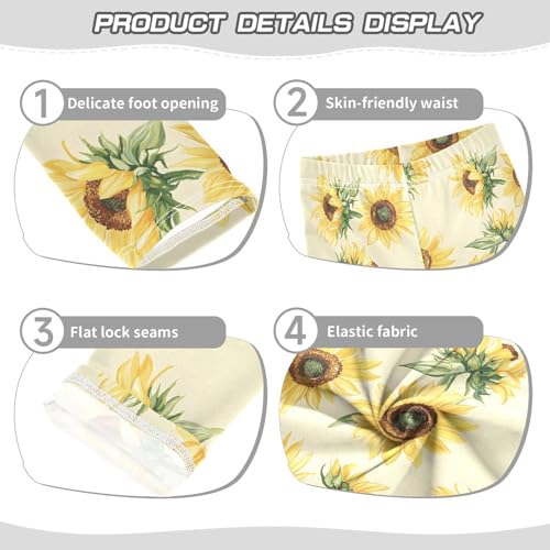 ALAZA Girls' Leggings Children's Yoga Pants Skinny Printed Dance Sunflowers Comfortable 4T2