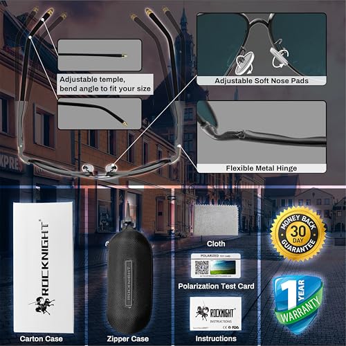 Rocknight 8503 Aviator Sunglasses For Men Polarized Photochromic Driving Sunglasses Uv400 Outdoor Indoor Shades thumb #5