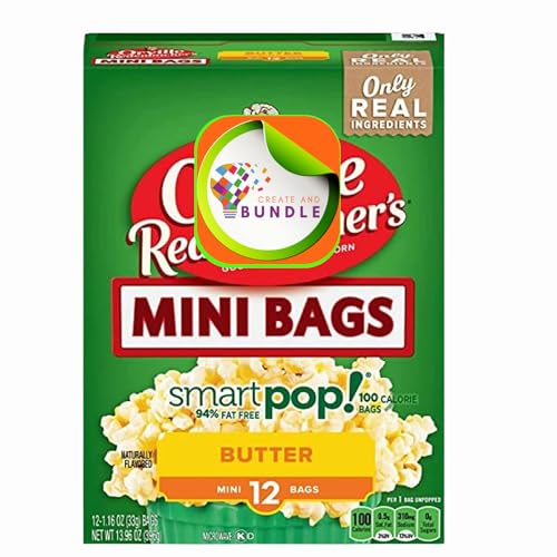 Microwave Popcorn Mini Bags Includes One Box of Orville Redenbacher Smart Pop Butter Popcorn in Mini Bag and a Create Sticker, 1 box contains 12 Mini Bags of Butter Popcorn