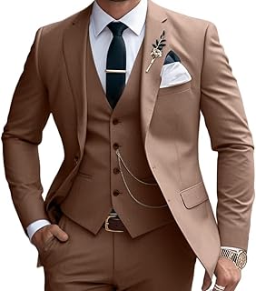 Mens Suits Slim Fit 3 Piece Business Wedding Tuxedo Jacket Vest Pants Suit Set
