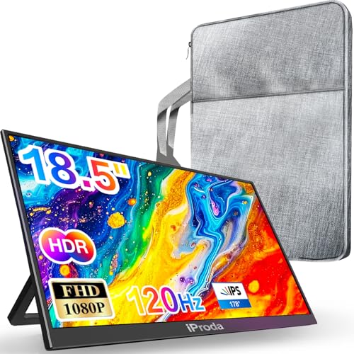 Image of 18.5 inch Portable Monitor 120Hz FHD 1080P, USB-C HDMI Laptop Screen Extender, Second Display for Laptop /PC /Mac /PS5 /PS4 /Switch, Travel Monitor with Protective Sleeve, VESA Mountable