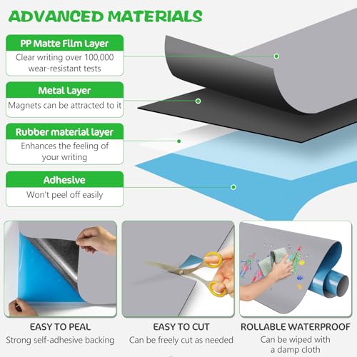 Decalque magnético de parede para crianças, quadro negro de arco magnético de 101,6 x 81 cm para par