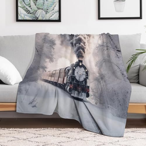 Train à Vapeur couverture flanelle plaid chaud super doux 140x180cm