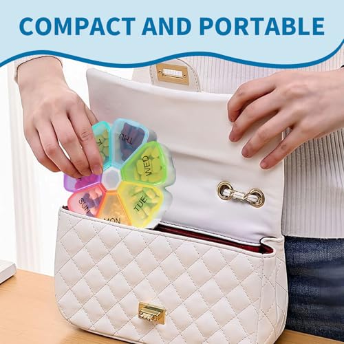 2 Stück Tabletten Box 7tage, Tablettenbox 7 Tage Rund, Unabhängiges Fachdesign, Klare Wochenmarkierung, Transparent und Sichtbar, Versiegelt und Feuchtigkeitsbeständig, Kompakt und Tragbar
