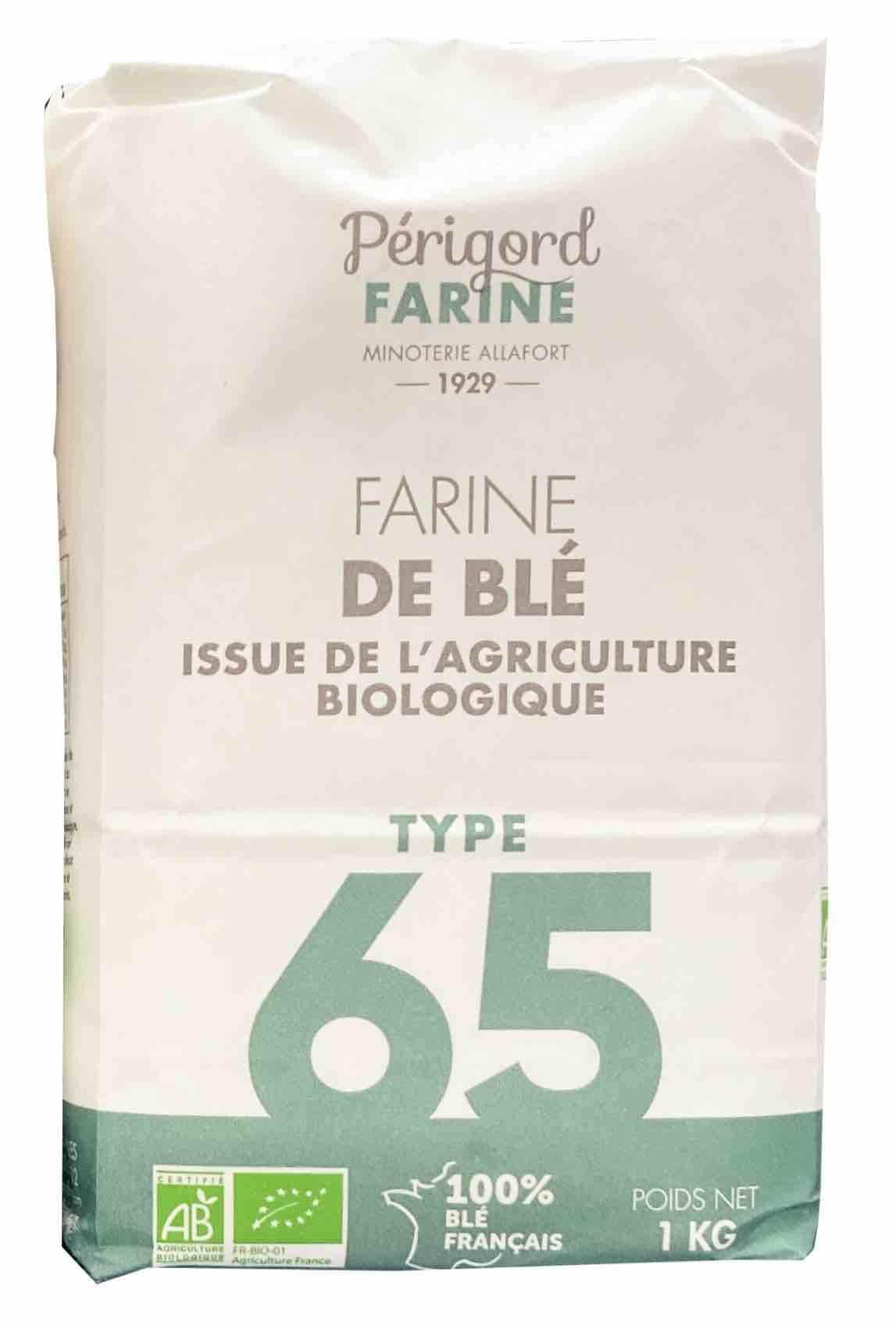 Allafort Farine de Blé BIO T65 1kg/Sachet - Offres de 2, 4, 10 Sachets - Livraison Gratuite France (10 sachets)