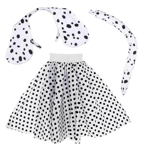 Costume dalmatien femme avec jupe à pois serre-tête oreilles et queue