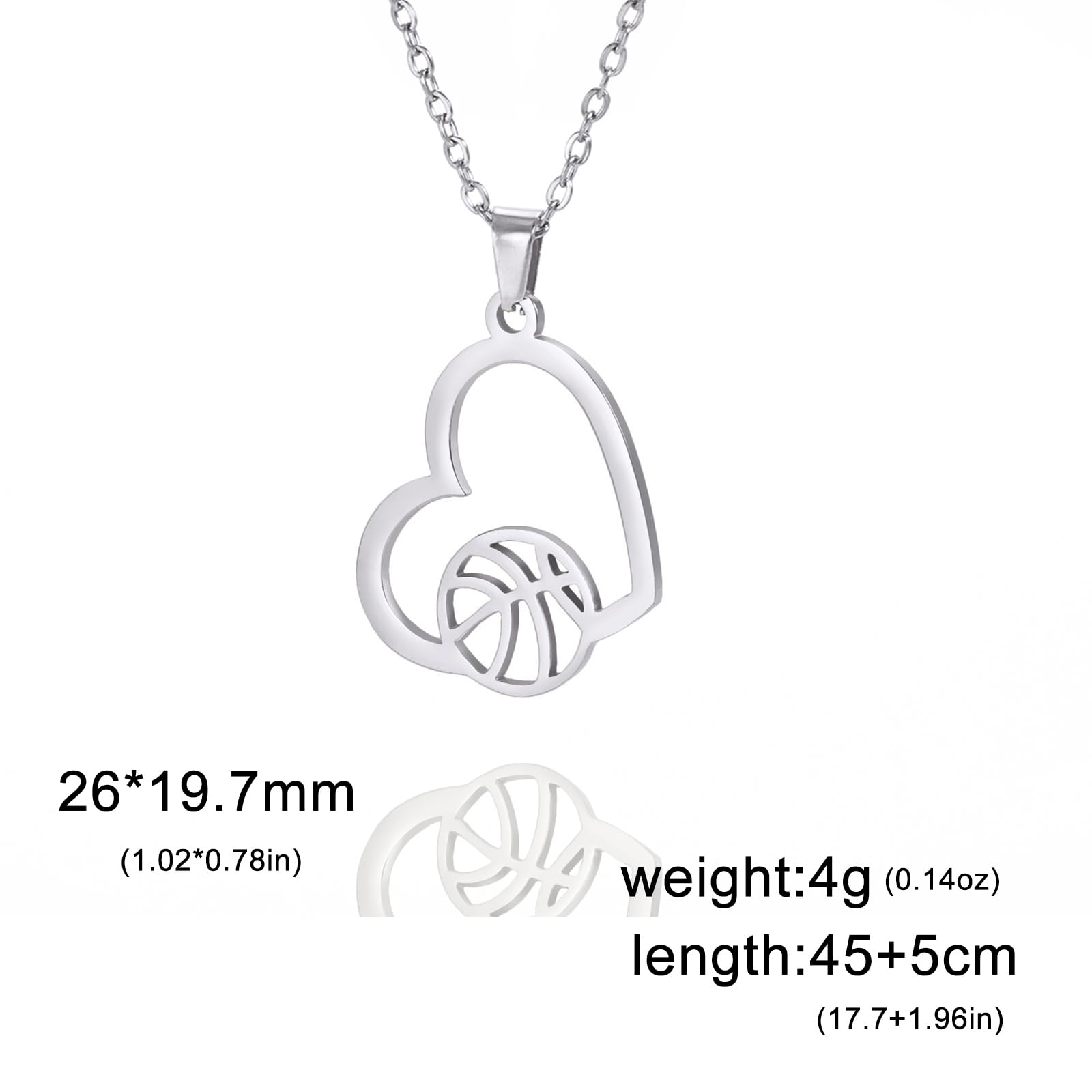 VASSAGO Collar hueco de voleibol de acero inoxidable, collar de baloncesto minimalista, joyería deportiva, cadena de clavícula, regalos para adolescentes y niñas