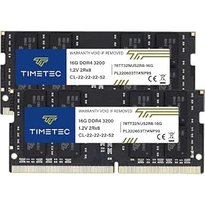 Timetec Premium 32GB KIT(2x16GB) DDR4 3200MHz (or 2933MHz or 2666MHz) PC4-25600 Non-ECC Unbuffered 1.2V CL22 2Rx8 Dual Rank 260 Pin SODIMM Laptop Notebook PC Computer Memory RAM Upgrade