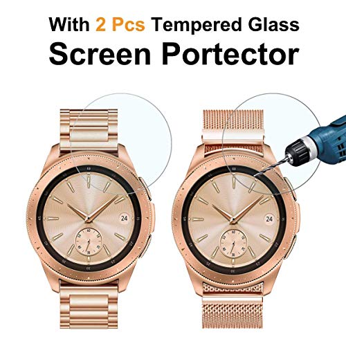 Valkit Compatible Samsung Galaxy Watch 42Mm/Galaxy Watch 5/4 40Mm 44Mm/Galaxy Watch Pro 5 45Mm/Galaxy Watch 3 41Mm Band, 2 Pack 20Mm Stainless Steel Wristbands Men Women For Galaxy Watch Active #TOP1