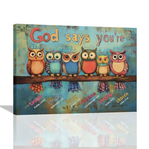 Motivational Owl Wall Art Owl Inspirational Quotes Pictures Wall Decor God Says You Are Scripture Pr