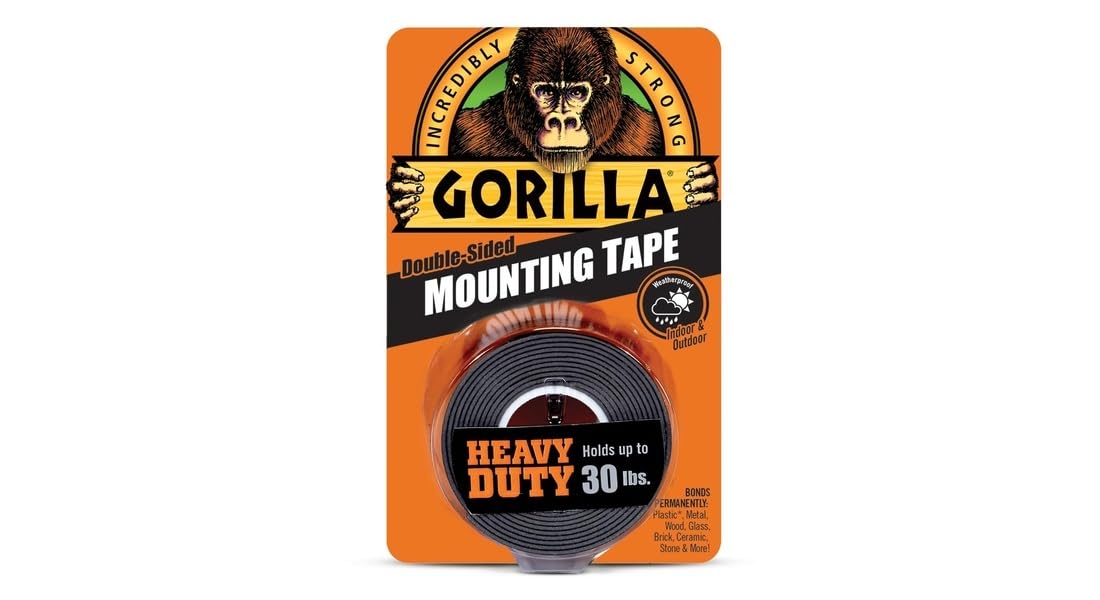 Gorilla Heavy Duty Double Sided Mounting Tape, 1 Inch x 60 Inches, Black (Update Version)-image-18