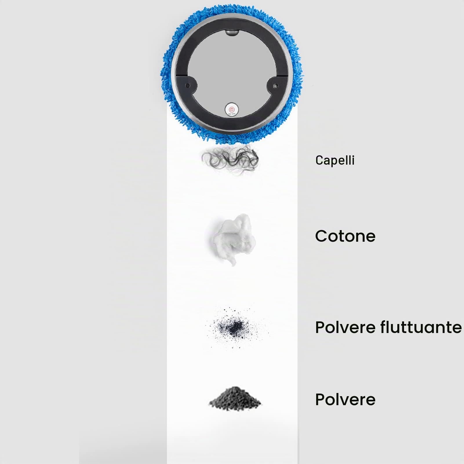 Tonysa Robot Aspirapolvere, Spazzatrice con Aspirazione e Scopa Combinata Robot Aspirapolvere e Lavapavimenti, Manutenzione del Pavimento, Ricarica USB, Batteria da 2400 mAh, 120 Minuti
