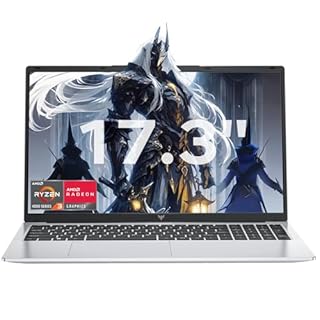 Tivique 17.3 inch Laptop with Quad-Core Ryzen 4300U Processor up to 3.70GHz (Beat N150/N97) 16GB RAM DDR4*2 + 512GB M.2 SSD Computer, WiFi 5, BT5.2, USB3.2, HDMI, Type-C,1080 FHD, 62.7Wh Long-Battery