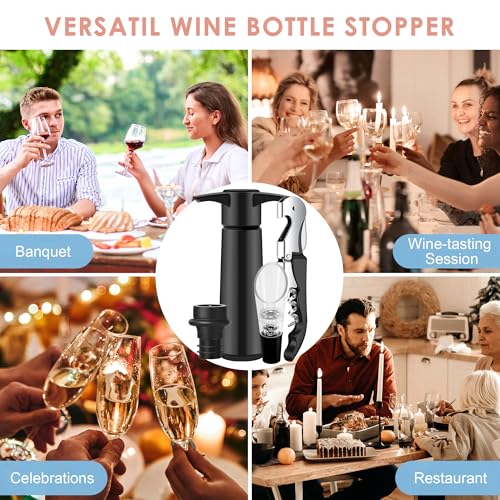 Miniatura 8 de Gimars Kit De 15 Piezas Para Vino: Bomba De Vacío, 12 Tapones, Vertedor Y Sacacorchos En Abs Negro - Mantén El Vino Fresco Y Sabroso! Reutilizable Regalo Ideal