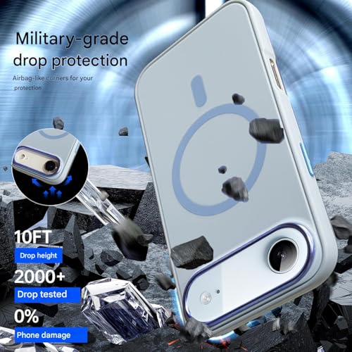 Image of VONZEE Compatible with iPhone 17 Air Case (6.6 Inch), MagSafe Compatible Magnetic Matte Back Cover, Military Grade Shockproof Protective Case, Anti-Fingerprint, Official Blue