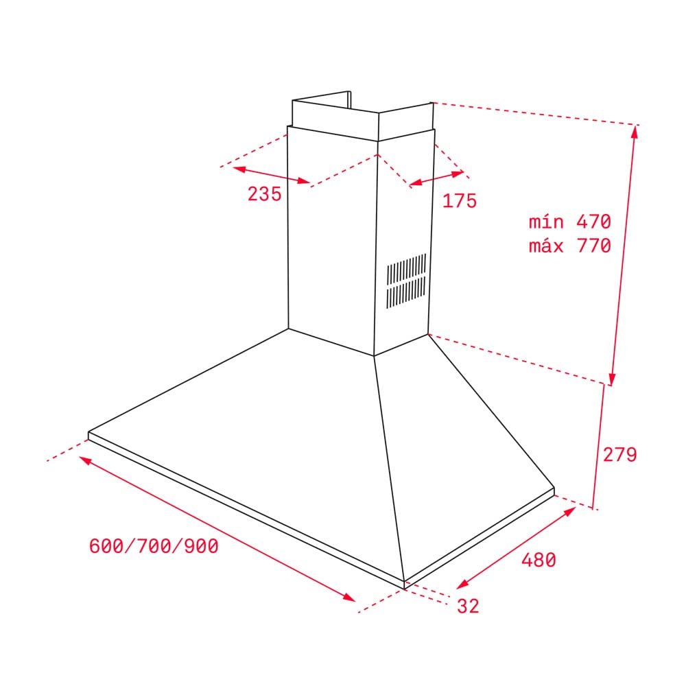 TEKA Campana Extractora de Pared 60 cm con Motor Doble, 3 Velocidades, 2 Lámparas LED, Potencia de Succión máx. 380 m3/h a60 dBA, Compatible con recirculación, DBB 60