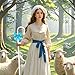 Shepherd Staff White Cane with Blue Bowtie, Plastic Shepherd Staff Hook for Adult/Kids Halloween Costumes Accessory Cosplay