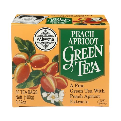 Image of Mlesna Peach Apricot Green Tea 100g | 50 Foil-Wrapped Tea Bags | Pure Ceylon Green Tea | Rich in Antioxidant | Imported from Sri Lanka