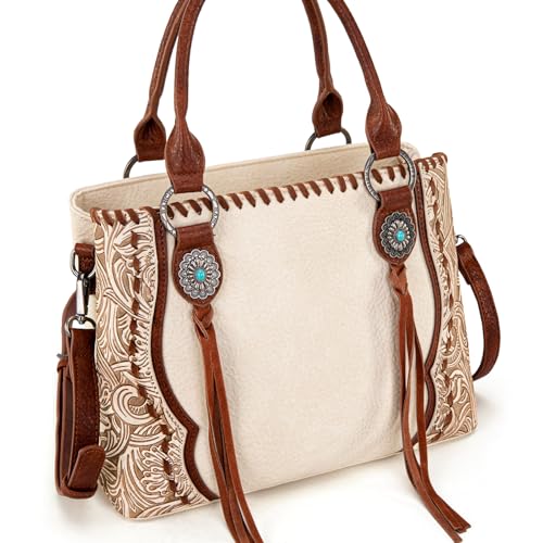 Image of Trinity Ranch Tote Bag for Women Western Purse Floral Tooled Concho Collection