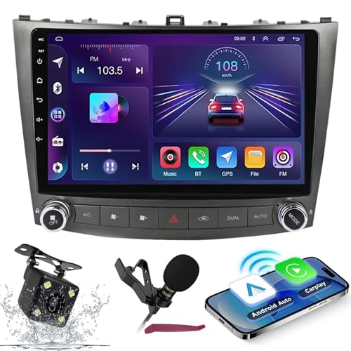 HXSQcar Android 14 Car Radio Navi para L-EXUS es 2005-2012 9" Pantalla de Radio con Soporte inalámbrico Carplay Android Car GPS Navegación Bluetooth 5.0 HiFi FM 5G-WiFi SWC Cámara Mic,M400s