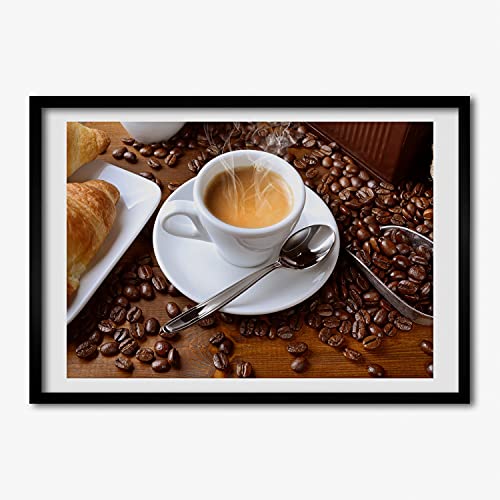 Tableau déco cuisine avec cadre bois 70x50 cm Tulup Kawiarnia Aromatique pour ambiance café