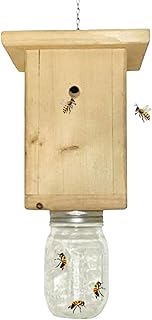 Wooden Wasp Trap, Bee Traps Catcher Outdoor Hanging Yellow Jacket Traps & Wasp Traps, Reusable Wood Wasp Traps