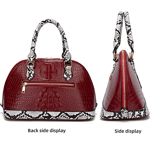 Yohora Women Crocodile Pattern Leather Handbag with Large Capacity Retro Crossbody Shoulder Purse Wallet for Work 2pcs Set3