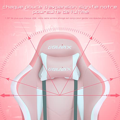 Sedia da gaming, ergonomica, da ufficio, per PC, con supporto lombare, stile racing, in pelle PU, con poggiapiedi estraibile, grande - Sedia gaming - Immagine 5