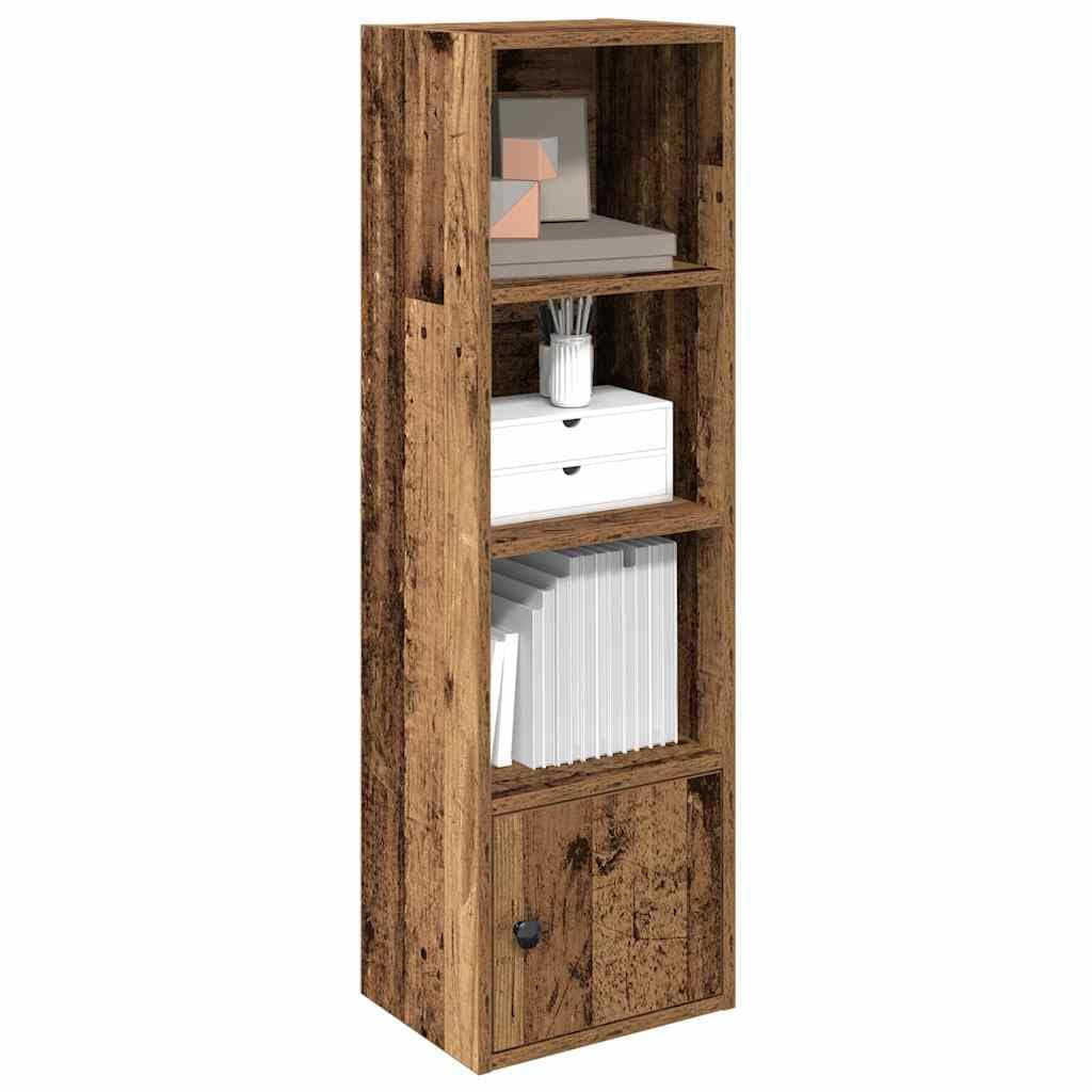 Librería con aspecto de madera envejecida, 31 x 24 x 102 cm, estantería estrecha con puerta, estantería versátil vintage para biblioteca, estantería, estantería baja, alto espacio de