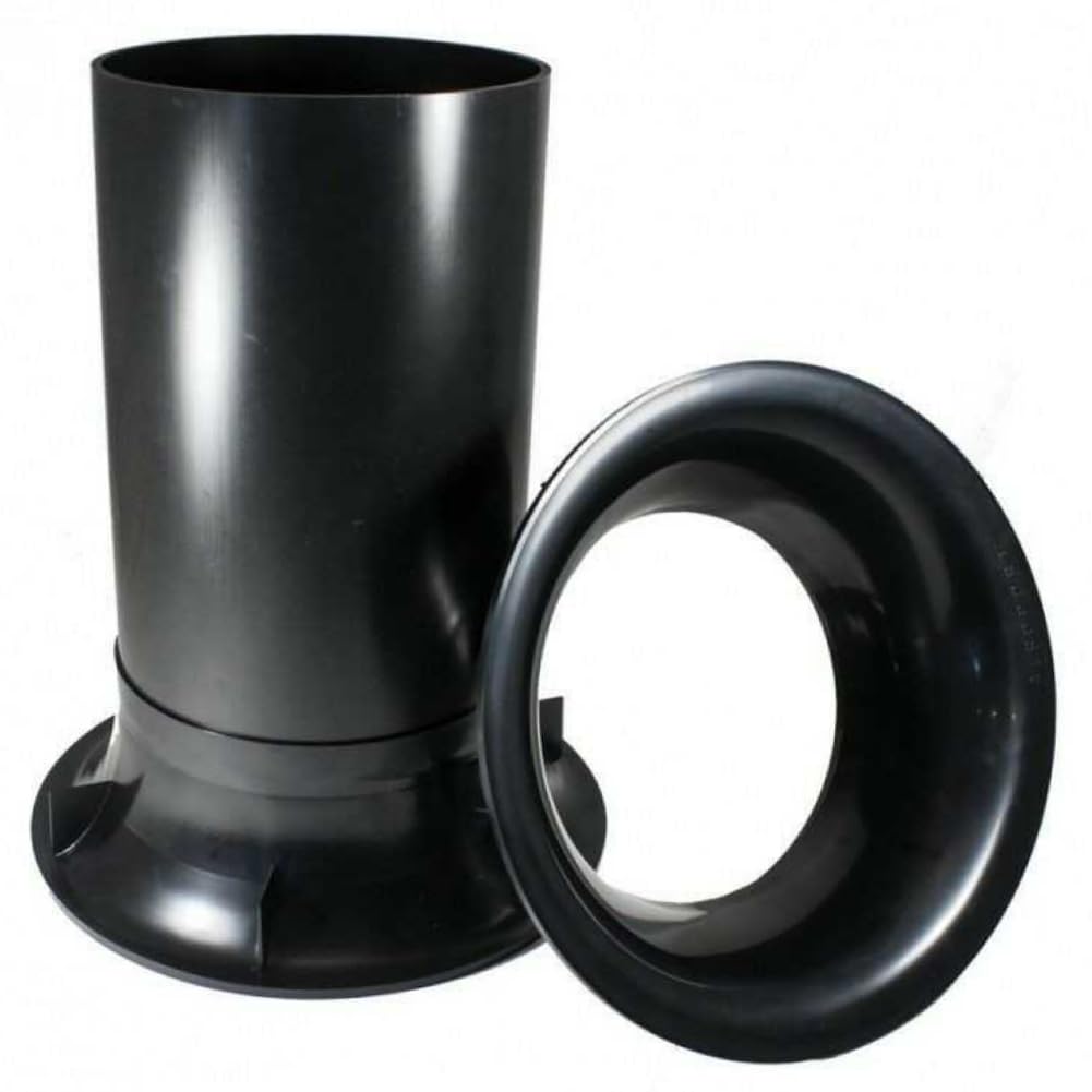 GK SOUND KIT SET PER AEROPORT, da 10 cm con 2 flange curve e tubo reflex per subwoofer, cassa, per auto, casa, spl, colore nero, 1 kit