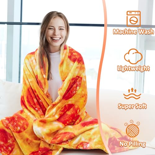 Pizza Blanket, 71 Inches Double Sides Throw Blanket for Adult, 300 GSM Pizza Blanket Adult Size, Realistic Food Blanket, Funny Gifts for Teenage Boys and Girls-180cm（71inches） by JRDSEUKO - Image 4
