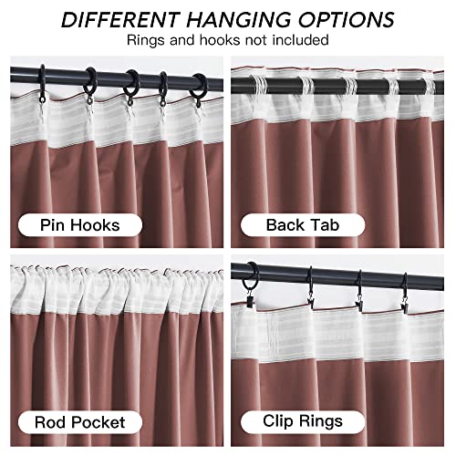 Image of RYB HOME Pink Velvet Curtains 72 inches with Hook Belt, Back Tab | Thermal Insulated, Privacy UV Heat Blocking, Luxurious Drapes, Nursery Dormitory Bathroom, W52 x L72, 2 Panels Set