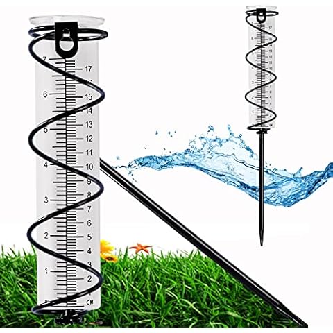BIUWING Rain Gauge, Garden Glass rain Gauge for Yard with Stake, rain gauges with Stakes for Water Measure, Outdoor Lawn Landscape Decoration, Best Rated Cover