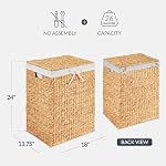 Best Choice Products Large Laundry Hamper w/Lid, Handwoven Laundry Basket, w/Removable Liner & Built-in Handles for Bathroom, Bedroom & Laundry Room, 26 Gal - Natural - Image 3