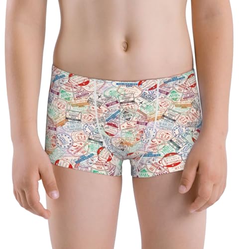 Boys' Cotton Boxer Brief Soft Underwear-Passport Stamp