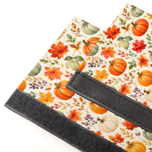Image of Autumn Refrigerator Door Handle Covers Set of 2 Fridge Door Handle Decor | Fall Pumpkin Washable Dishwasher Mocrowave Oven Protector Handle Cover Keep Your Kitchen Appliance Clean