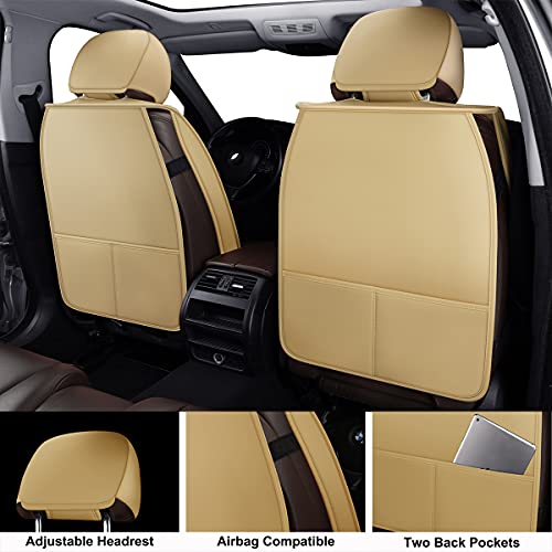 Lingvido Leather Car Seat Covers,Breathable And Waterproof Faux Leather Automotive Seat Covers For Cars Suv Truck Sedan,Universal Driver Seat Cover With Backrest (2 Pcs Front Seat, Beige) #TOP1