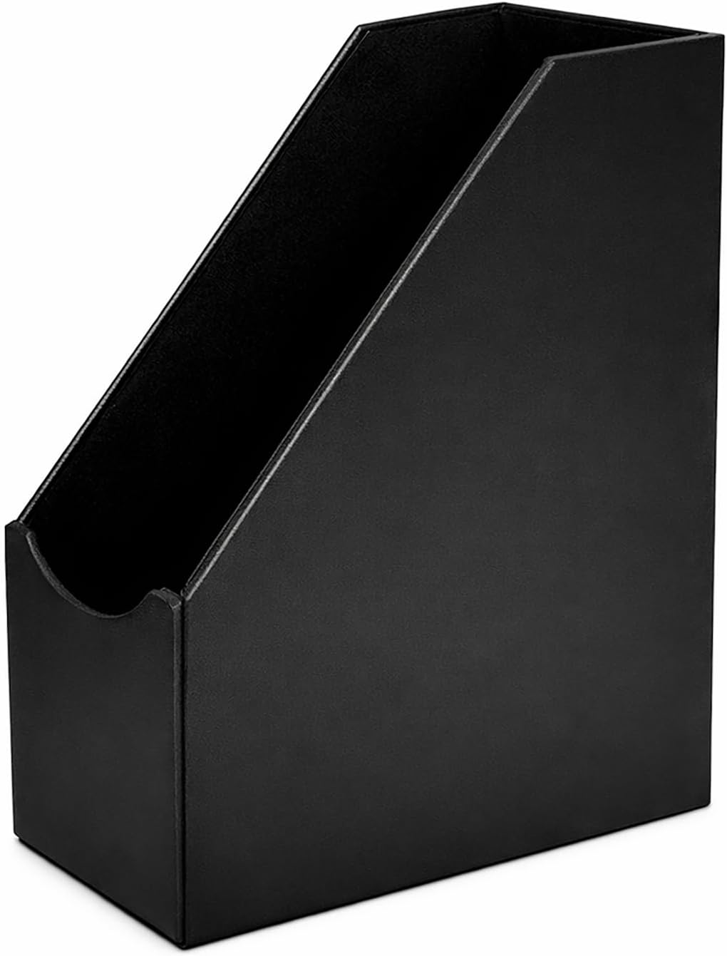 UnionBasic Magazine File Holder, Leatherette Desktop Document Organizer, Home Office Paper Holder File Storage Literature Sorter, Black