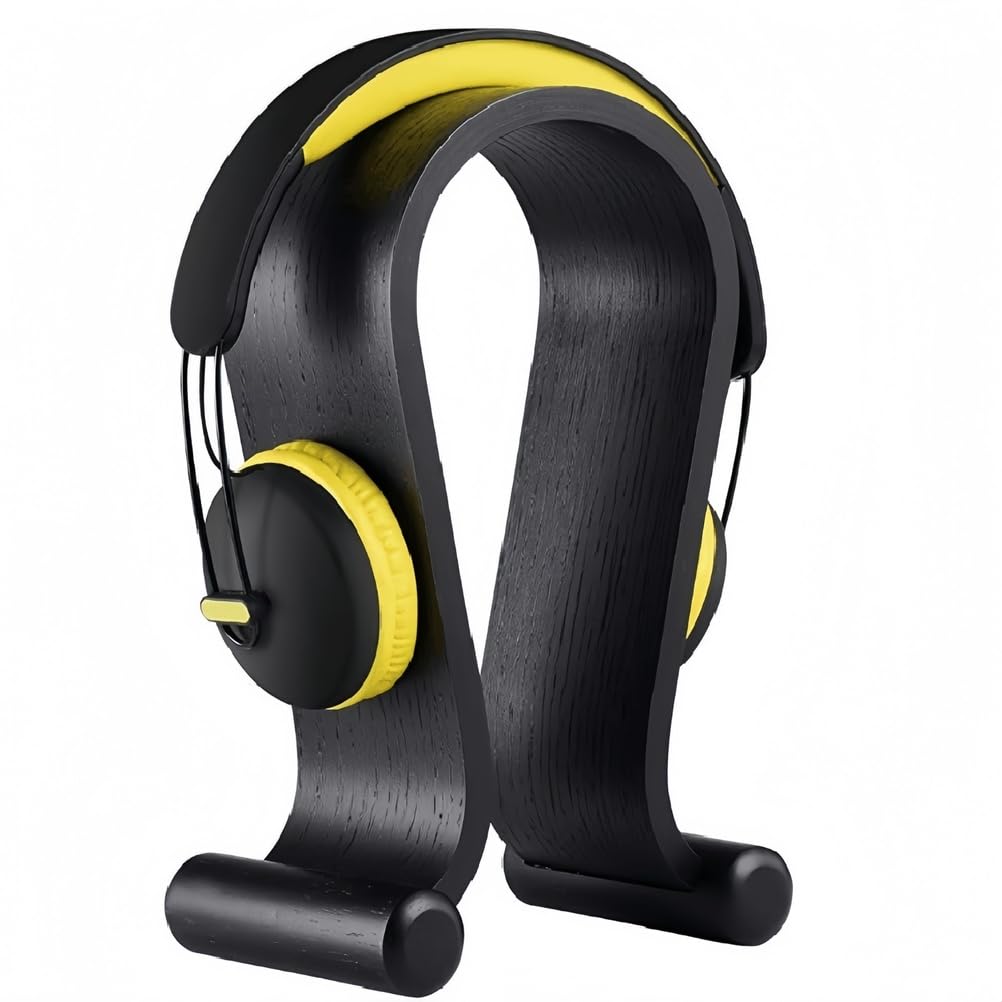 Supporto per Cuffie in Legno Massello con Base Antiscivolo in EVA, Forma a Omega, Porta Display da Scrivania Universale, Perfetto per Casa, Ufficio e Studio