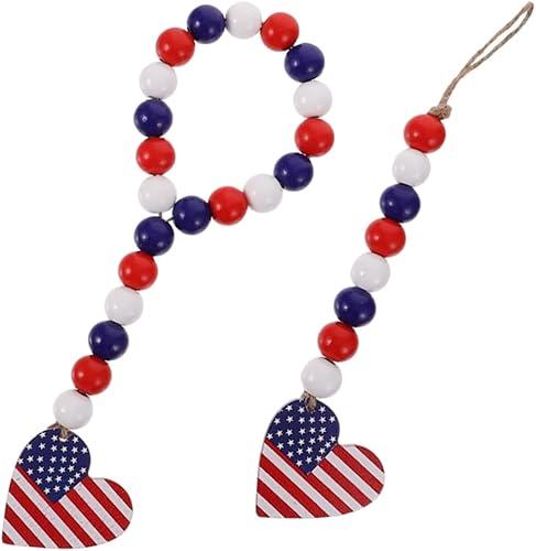 SEWACC 2 cuentas coloridas de borla para decoración del hogar, decoración rústica, decoración del hogar, cuentas de madera para colgar en la pared,